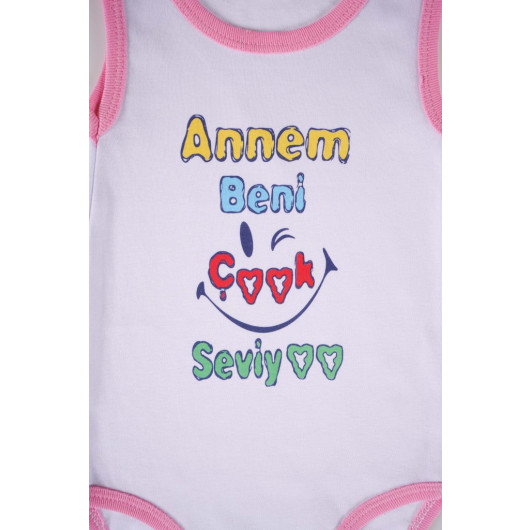 Bodysuit For Newborn Babies Made Of Cotton With A Writing Print