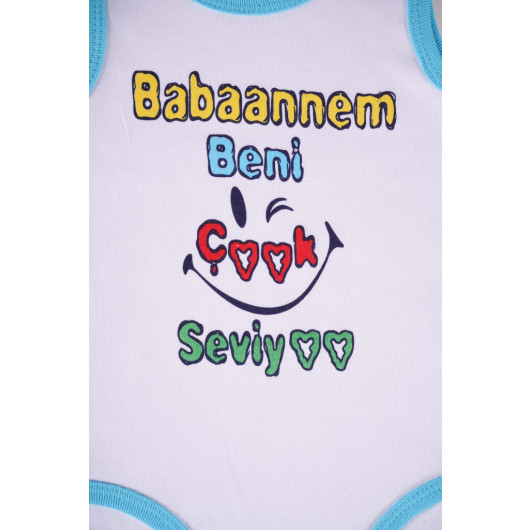 Bodysuit For Newborn Babies Made Of Cotton With A Writing Print