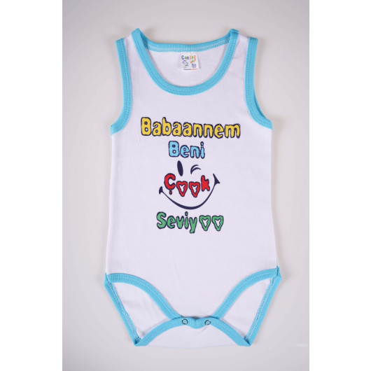 Bodysuit For Newborn Babies Made Of Cotton With A Writing Print