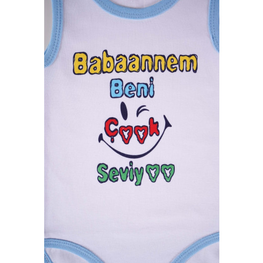 Bodysuit For Newborn Babies Made Of Cotton With A Writing Print