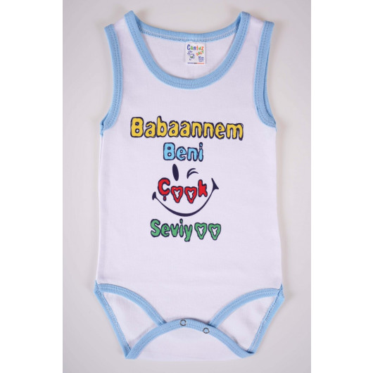 Bodysuit For Newborn Babies Made Of Cotton With A Writing Print