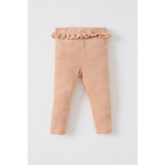 Ruffle Ribbed Velvet Baby Kids Tights