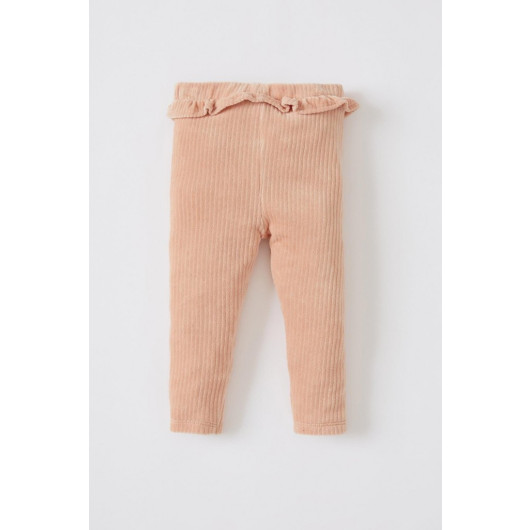 Ruffle Ribbed Velvet Baby Kids Tights