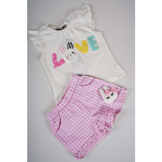 Baby Girl Suit With Rabbit Checked Shorts