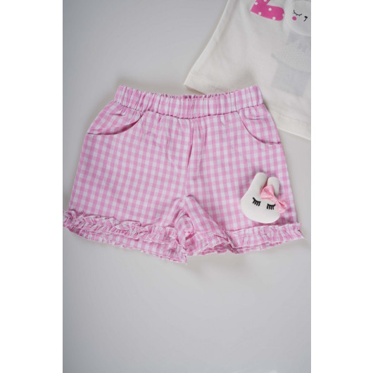 Baby Girl Suit With Rabbit Checked Shorts