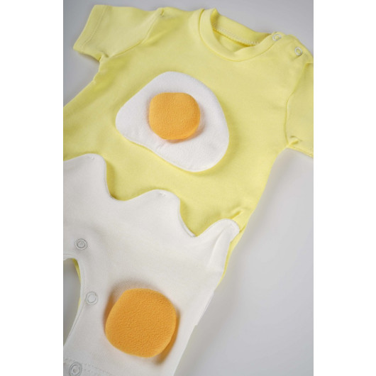 افرول للاطفال حديثي الولادة من القطن الممشط بنمط بيضة