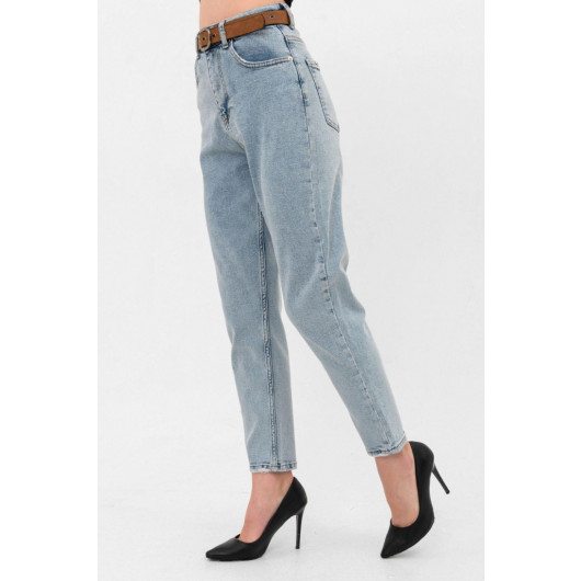 High Waist Lycra Blue Mom Jeans Jeans