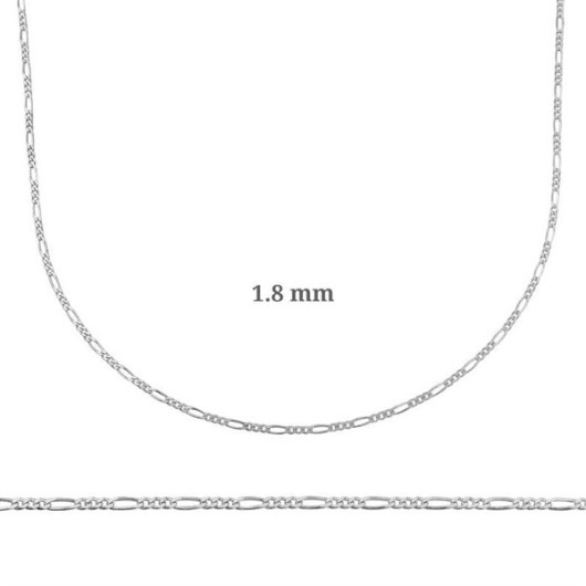 سلسلة فضة موديل فيجارو بسماكة 1.8 مم (0.50 ميكرون)