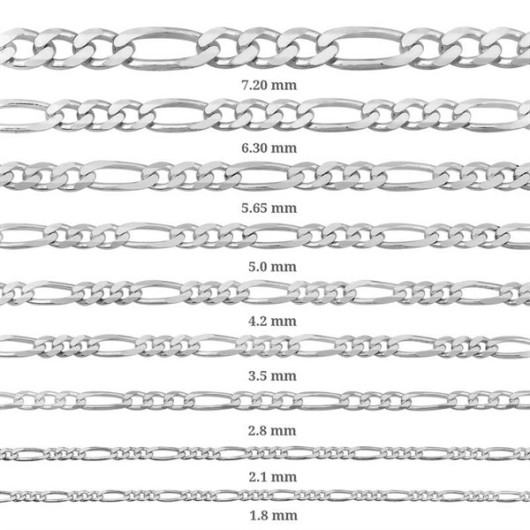 سلسلة فضة موديل فيجارو بسماكة 1.8 مم (0.50 ميكرون)