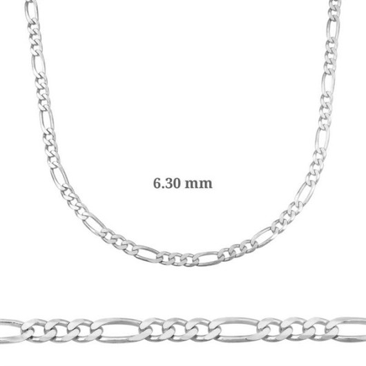 Gms 6.30 Mm Figaro Silver Chain - 180 Micron