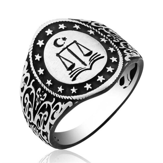 Gms Scales Of Justice Men's Silver Ring