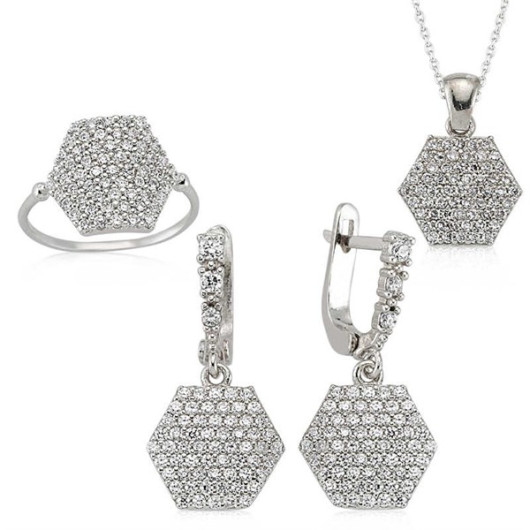 Gms Hexagonal Women's Silver Set