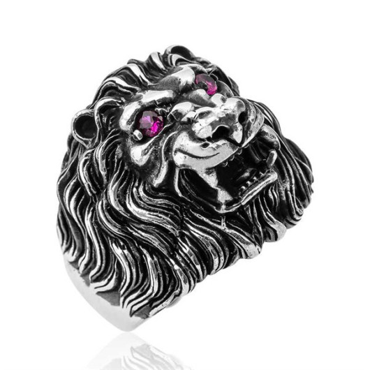Gms Lion Head Men's Silver Ring