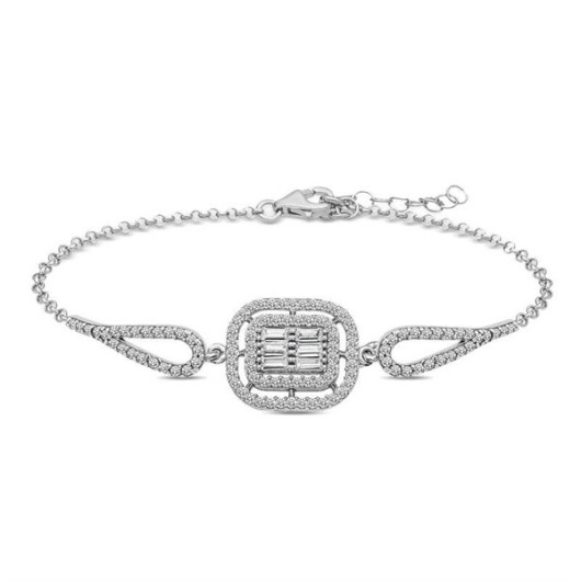 Gms Baguette Stone Women's Silver Bracelet