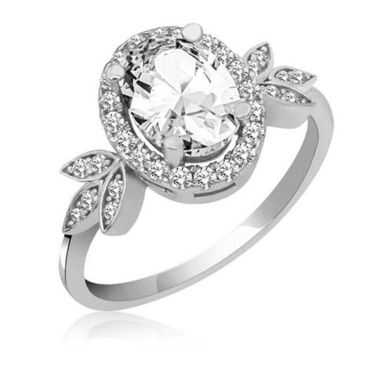 Gms White Oval Stone Women's Silver Ring
