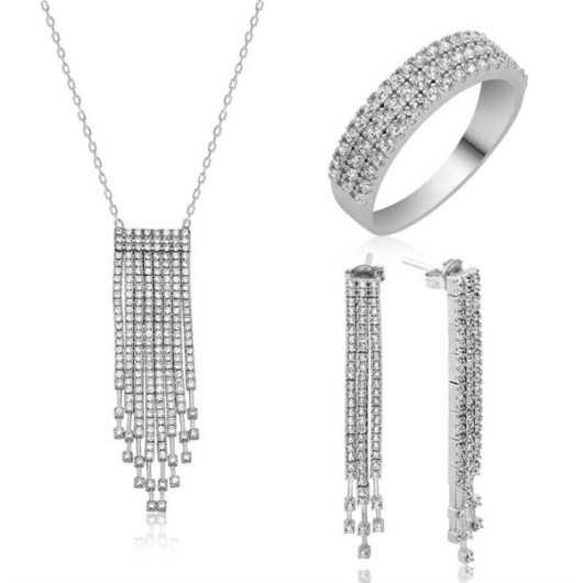 Gms White Stone Waterway Women's Silver Set