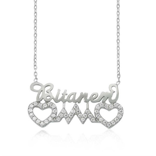 Gms Bitanem Written Heart Women's Silver Necklace