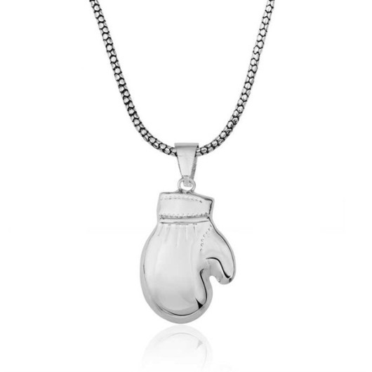 Gms Boxing Glove Men's Silver Necklace