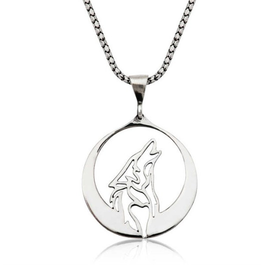 Gray Wolf Silver Necklace