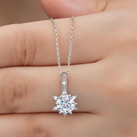​Gms Floral Patterned Women's Sterling Silver Necklace
