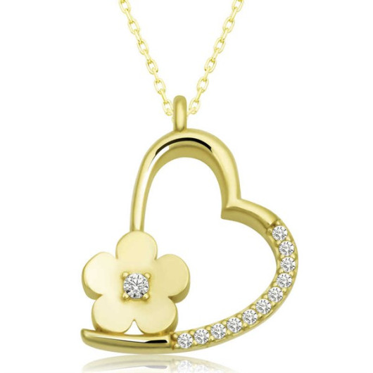 Gms Floral Heart Silver Women's Necklace