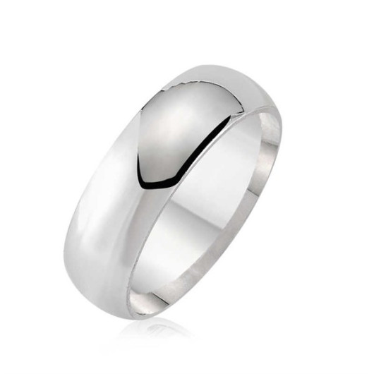 Flat Curved Silver Wedding Ring - 6 Mm