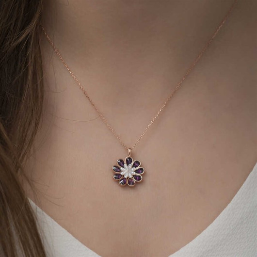 Gms Redbud Flower Women's Silver Necklace
