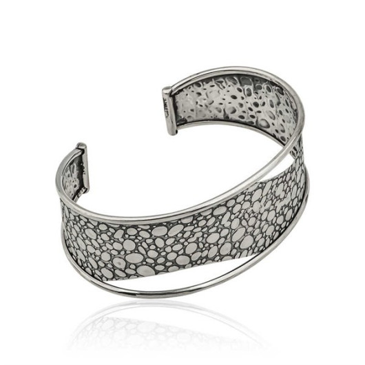 Gms Antique Patterned Women's Silver Bracelet