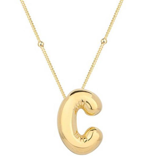 Gold Balloon Letter C Women's Sterling Silver Necklace