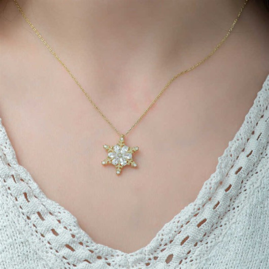 Gms Gold Snow Flower Women's Silver Necklace