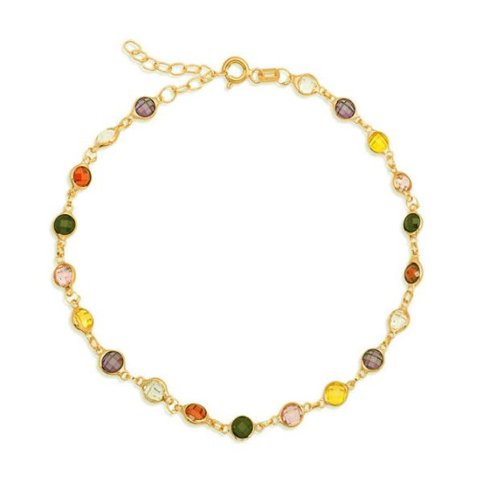 Gms Silver Women's Bracelet With Gold Color Stone