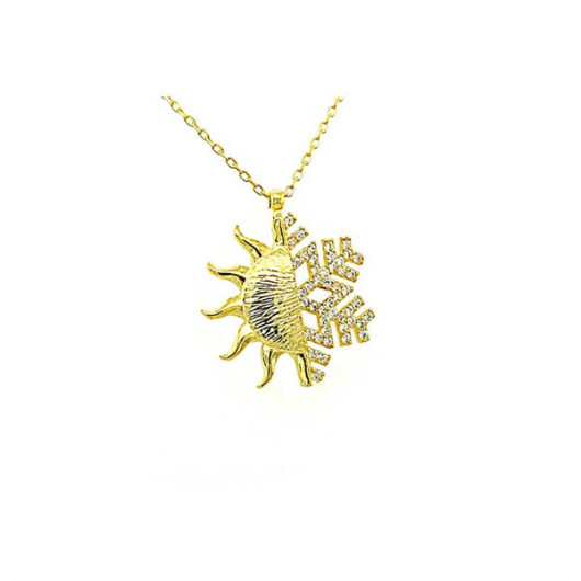 Gms Sun Snowflake Women's Sterling Silver Necklace