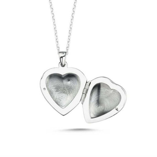Gms Capped Heart Locket Women's Silver Necklace