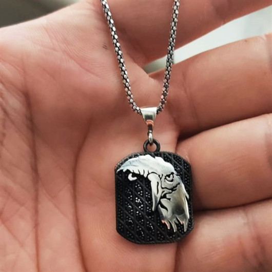 Gms Men's Silver Necklace With Eagle Head Figure