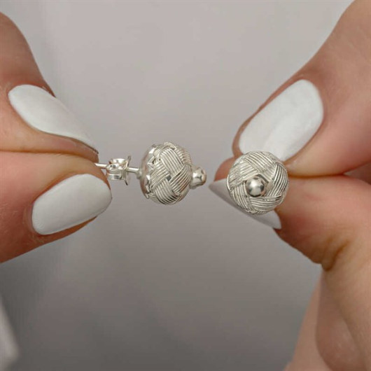 Gms Kazaziye Braided Women's Silver Earrings
