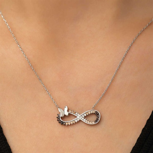 Gms Butterfly Infinity Women's Sterling Silver Necklace