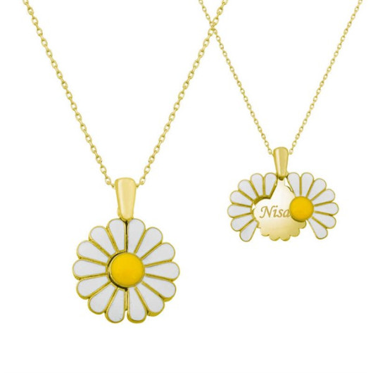 Gms Personalized Daisy Woman Sterling Silver Necklace