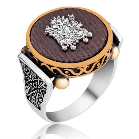 Kuka Tree Ottoman Coat Of Arms Men's Silver Ring