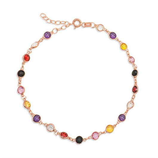 Gms Colorful Stone Women's Silver Bracelet