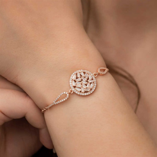 Gms Rose Baguette Stone Women's Silver Bracelet