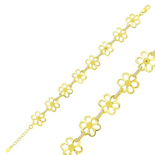 Gms Yellow Daisy Women's Silver Bracelet