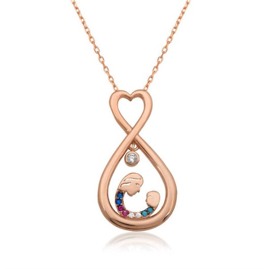 Gms Infinite Heart Mother Child Silver Necklace