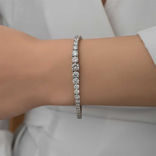 Gms Filtered White Stone Waterway Women's Silver Bracelet