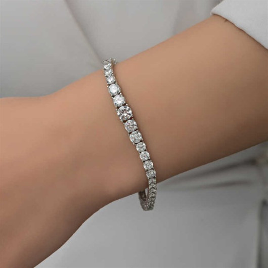 Gms Filtered White Stone Waterway Women's Silver Bracelet