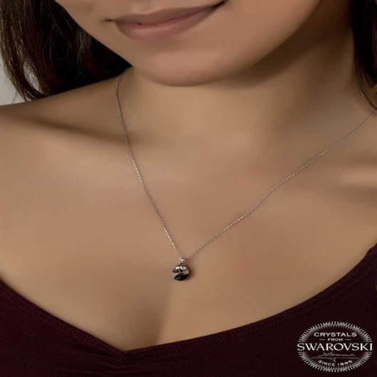 Gms Swarovski Crystal Stone Oval Women's Silver Necklace