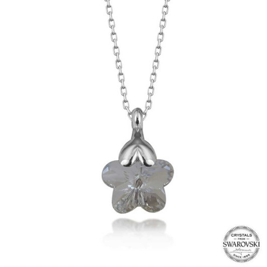 Gms Swarovski Crystal Stone Daisy Women's Silver Necklace