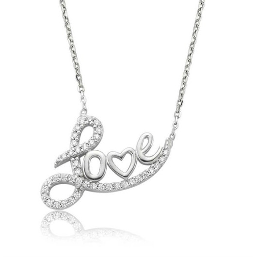 Love Women's Silver Necklace With Gms Stone