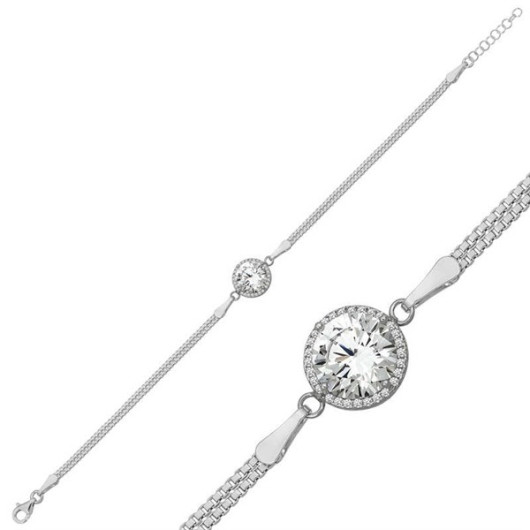 Gms Solitaire Women's Silver Bracelet