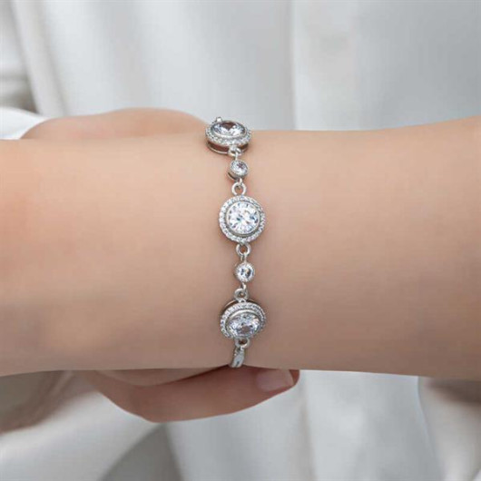 Solitaire Women's Sterling Silver Bracelet