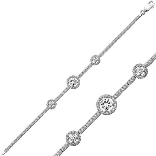 Gms Three Stone Waterway Women's Silver Bracelet